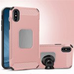 Wholesale iPhone X (Ten) Metal Plate Hybrid Case for Magnetic Holder (Rose Gold)